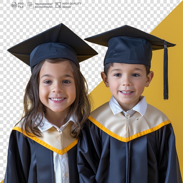PSD los niños en el retrato de la gorra de graduación en un fondo transparente
