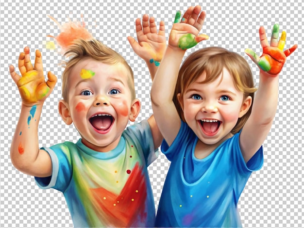 PSD niños con salpicaduras de pintura a mano