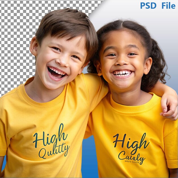 PSD niños de tomas medias posando juntos