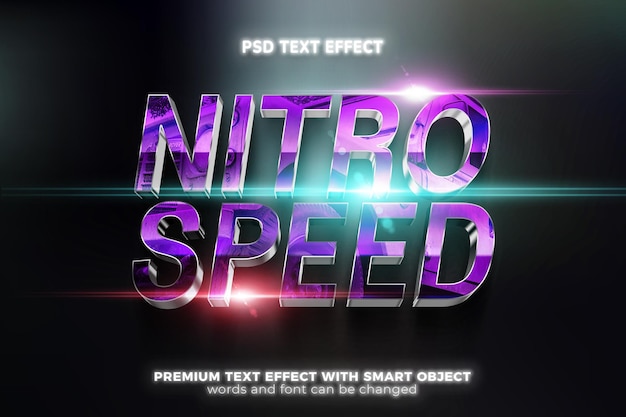 Nitro-speed-filme filmische, fette, editierbare 3d-texteffekt-mockup-vorlage