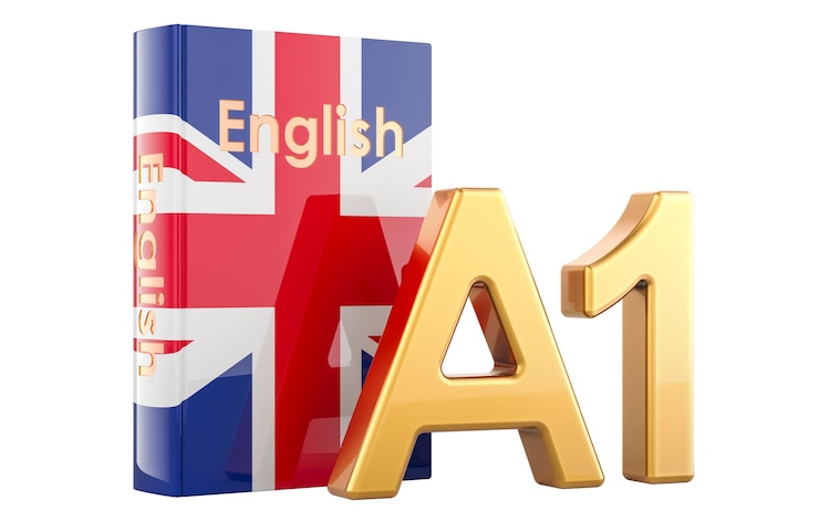 PSD nivel a1 concepto de inglés nivel elemental principiante renderización 3d aislada sobre un fondo transparente