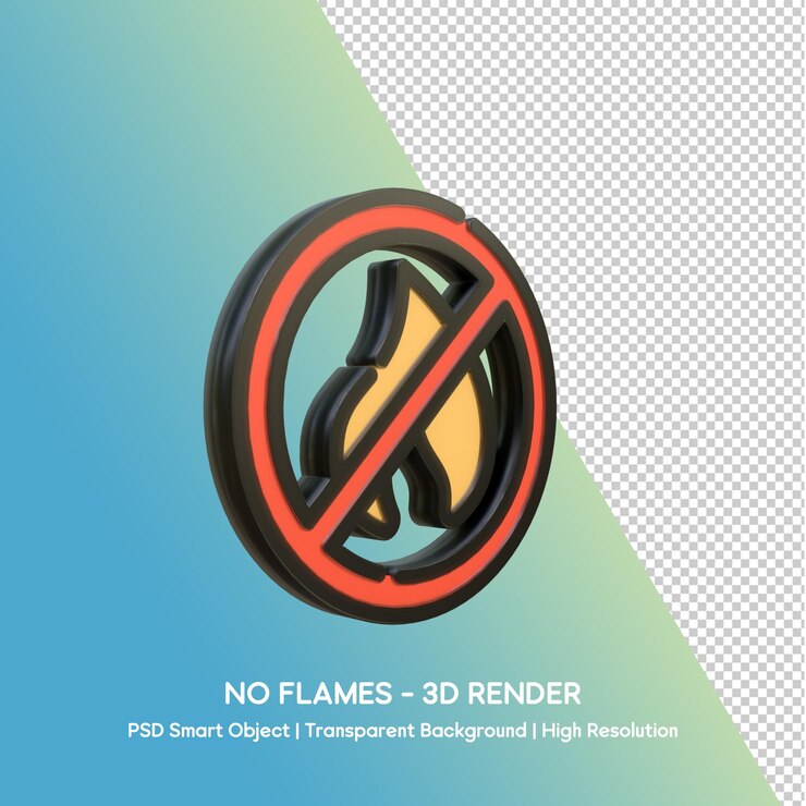 PSD no flames - 3d render icon