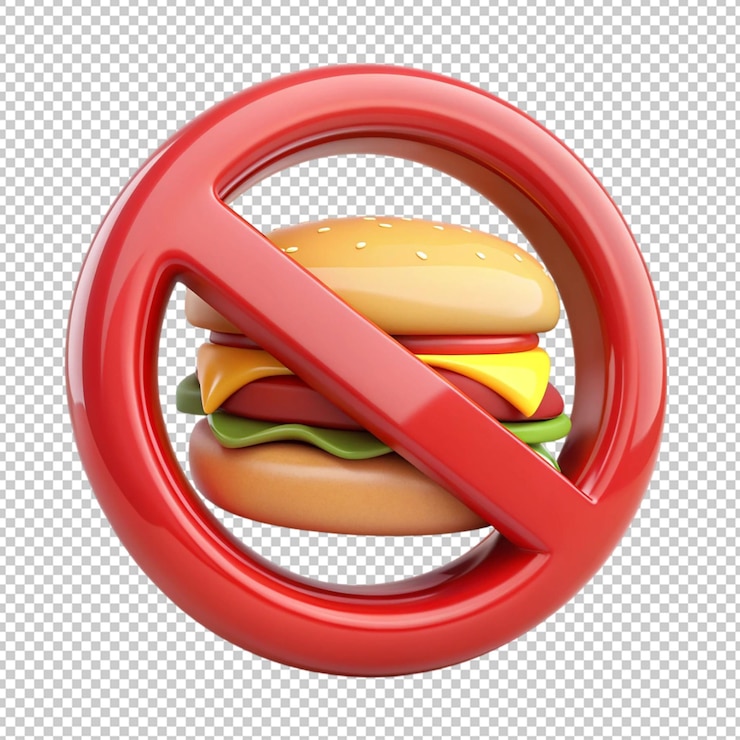 PSD no hay comida chatarra icono 3d en fondo transparente