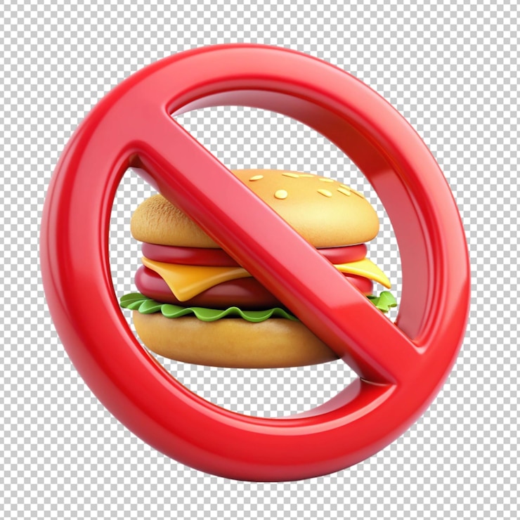 PSD no hay comida chatarra icono 3d en fondo transparente