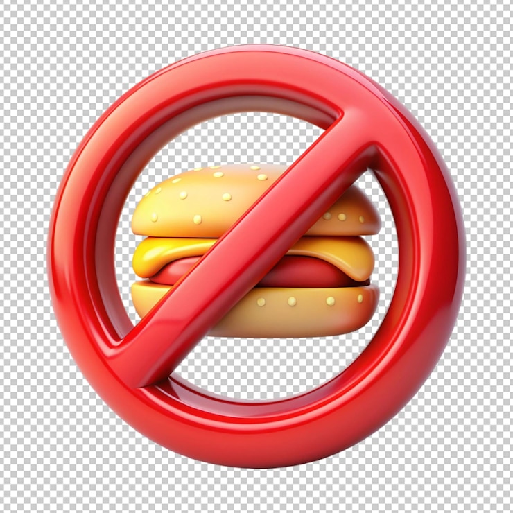 PSD no hay comida chatarra icono 3d en fondo transparente