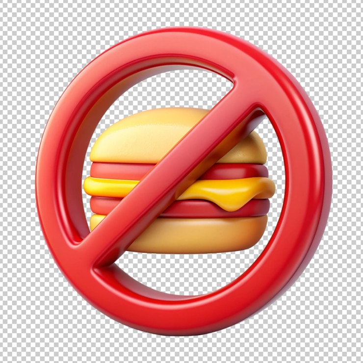 PSD no hay comida chatarra icono 3d en fondo transparente