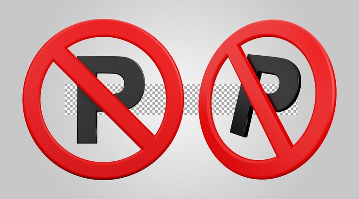 PSD no hay señal de estacionamiento en el fondo transparente 3d render