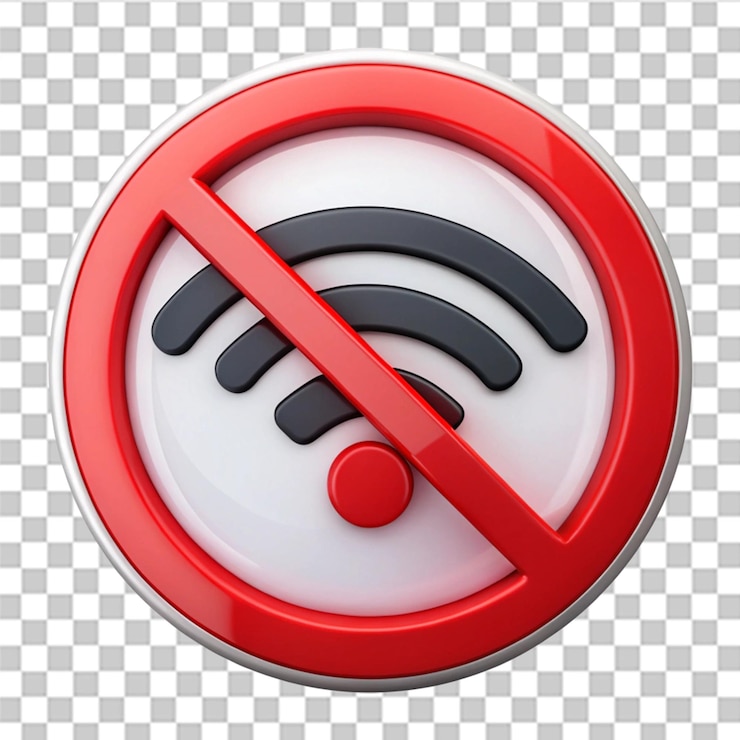 PSD no hay señal de red de internet aislada en un fondo transparente