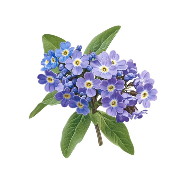 PSD no me olvides de las flores con hojas verdes