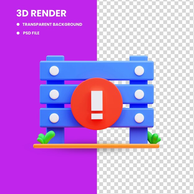 No se puede acceder a la página de señal de valla de icono lindo de ilustración de representación 3d, estado vacío