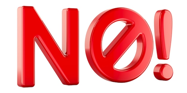 No con representación 3D del signo prohibido aislada sobre un fondo transparente