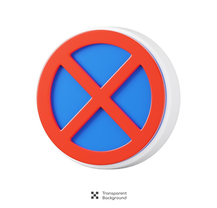 PSD no stopping and parking sign isolated traffic mandatory road sign board 3d rendering
