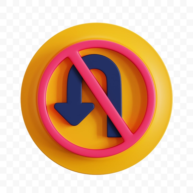 PSD no u turn 3d illustration