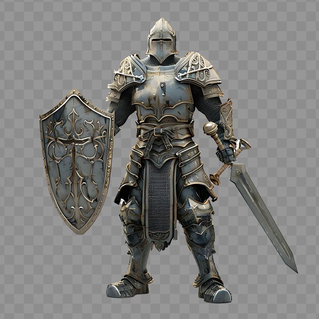 PSD noble paladin holy defender com armadura de placa de forma muscular h desenho de personagens conceito de ativos do jogo