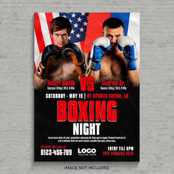 PSD la noche de boxeo lucha evento psd plantilla de volante