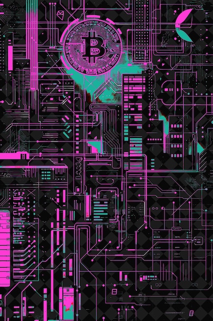 Noche de diseño escolar Ux con una aplicación temática de Bitcoin Bitcoin el diseño de fondo de ilustración plana