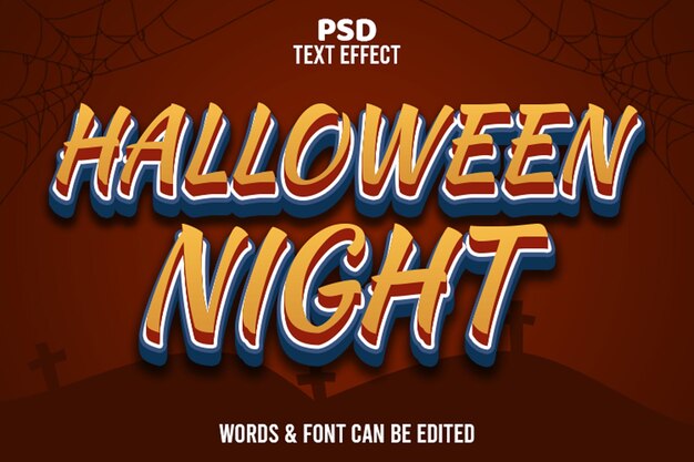 noche de halloween_efecto de texto editable 3d emboss_style dibujos animados