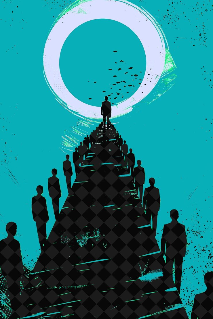 PSD noche de liderazgo escolar con un diseño de fondo de ilustración plana de construcción de equipos con temática de bitcoin
