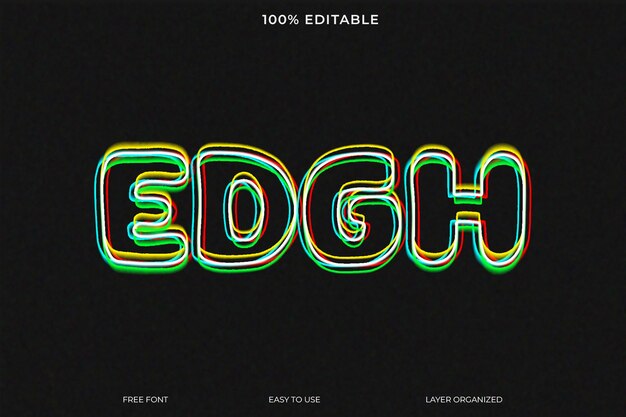 Noche Ninguno Resplandor Estilo de efecto de texto 3D