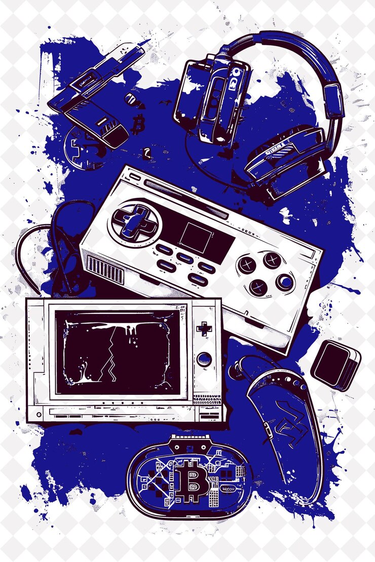 PSD noche de videojuegos escolares con un videojuego de bitcoin bitcoin th flat ilustración diseño de fondo