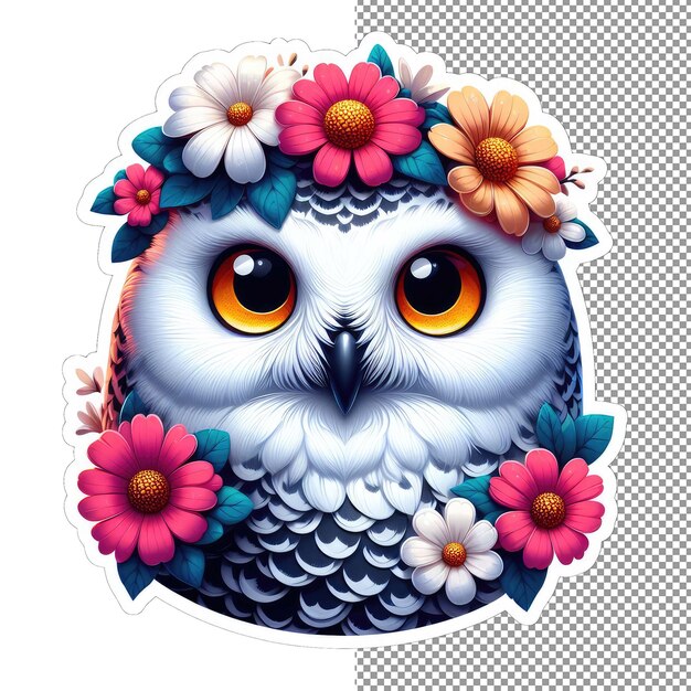 PSD nocturnal whimsy owl face sticker elegança