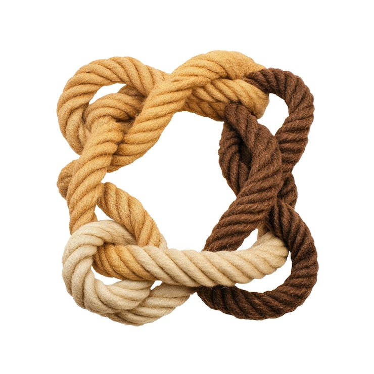 PSD nodos de cuerda entrelazados de color marrón beige y marrón claro