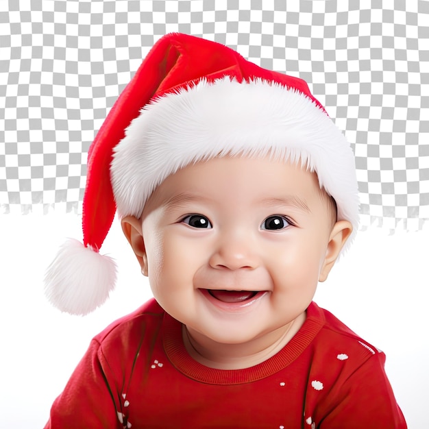PSD noël enfance enfance et les gens concept bébé heureux dans le chapeau du père noël sur transparent