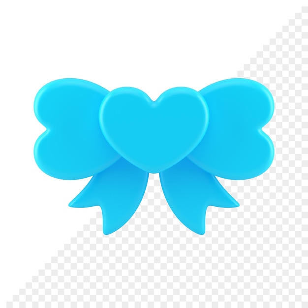 Noeud Romantique Bleu Ruban Noué Avec Icône 3d De Décor De Célébration De Vacances Festives De Pâques Coeur