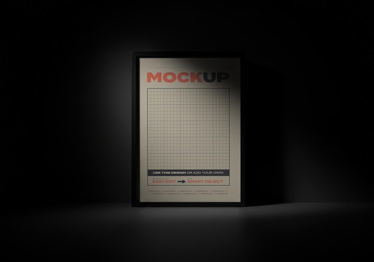 PSD noir vertical frame poster mockup billboard sign