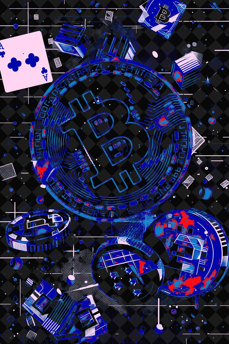 PSD noite de jogo escolar com um jogo bitcoin jogo bitcoin peças de uma ilustração plana desenho de fundo