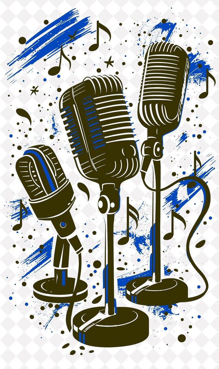 PSD noite de karaoke da escola com uma canção bitcoin temática de bitcoin micr flat ilustração desenho de fundo