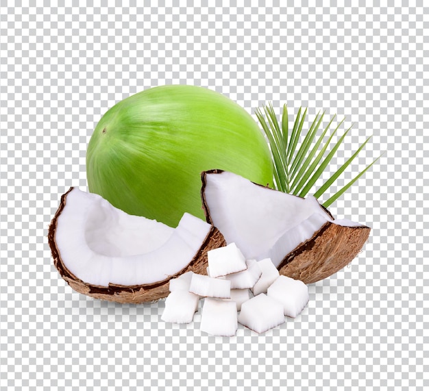 PSD noix de coco avec des feuilles isolées premium psd