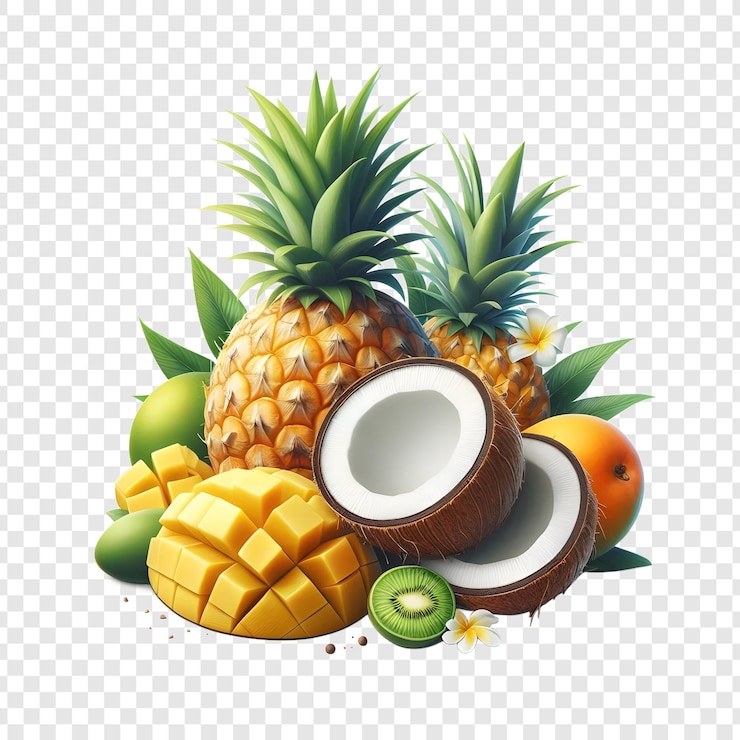 PSD noix de coco fraîche isolée sur fond transparent
