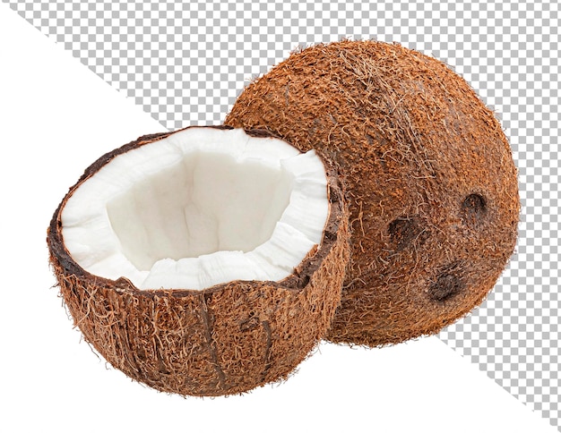 Noix de coco isolé sur fond blanc avec un tracé de détourage