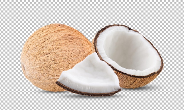 Noix de coco isolée sur la couche alpha