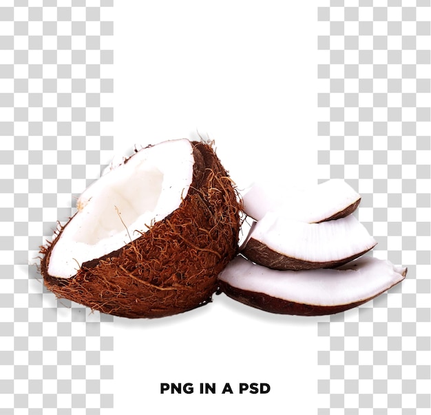 Noix de coco rafraîchissante Boisson d'été tropicale Noix de Coco isolée sur un fond transparent
