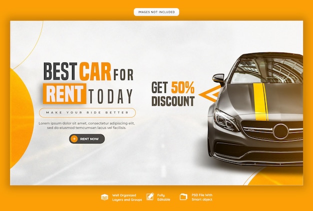 Noleggio auto e modello di banner web automobilistico