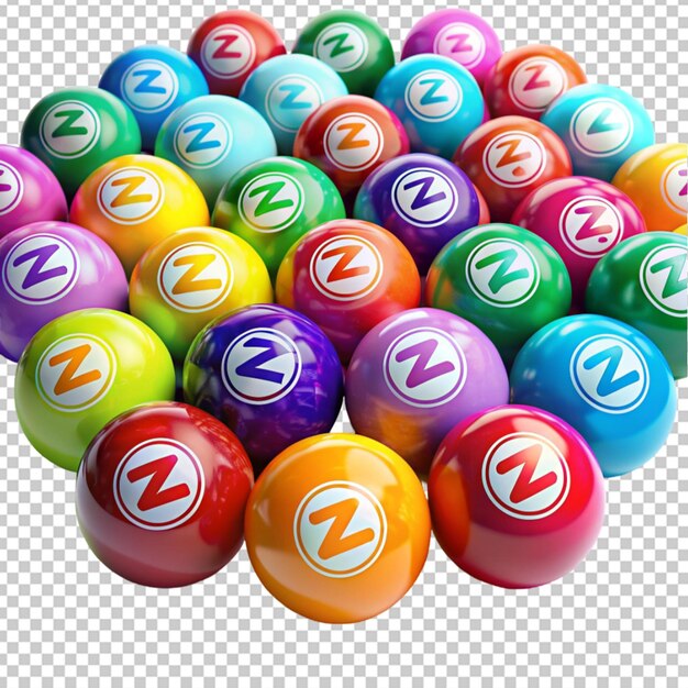 PSD nombre de boules multicolores avec un zigzag