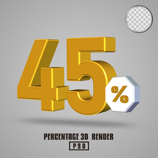 Nombre de pourcentage de rendu 3D couleur or jaune