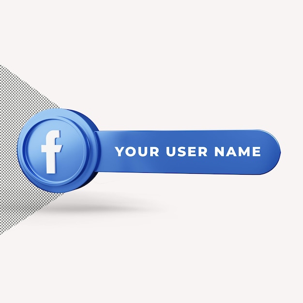 Nombre de usuario de icono de Facebook colocando render 3d