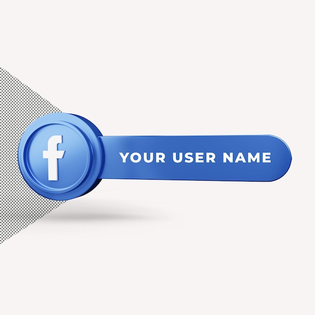 PSD nombre de usuario de icono de facebook colocando render 3d