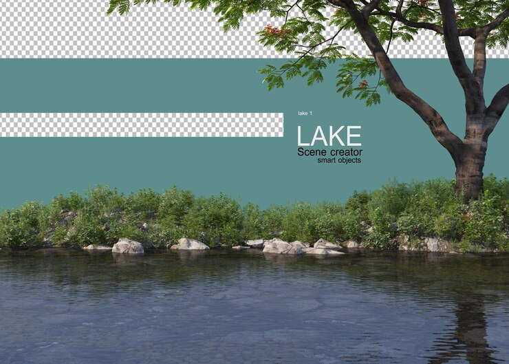 De nombreuses plantes et arbres au bord du lac