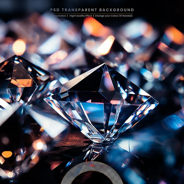 PSD de nombreux diamants étincelants et une surface colorée mettant en valeur le luxe et la richesse