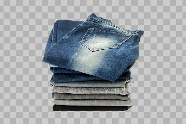 PSD de nombreux jeans isolés empilés