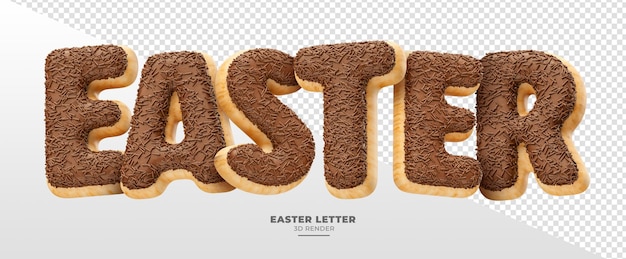 Nome da Páscoa em renderização 3d em forma de rosquinhas com grãos realistas