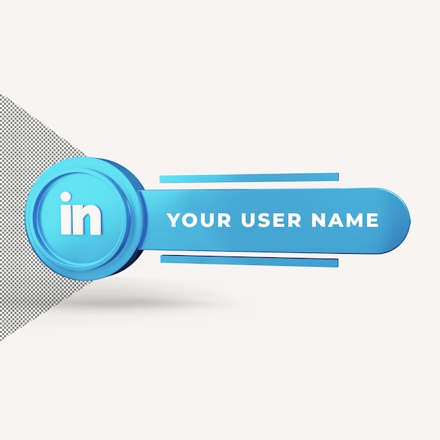 Nome utente icona LinkedIn immissione rendering 3d