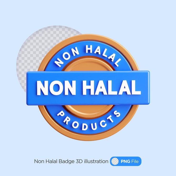 PSD non halal badge 3d illustration