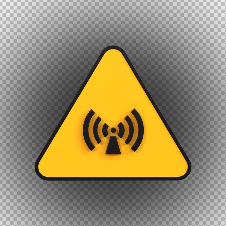 PSD non ionising radiaon signs of high voltage hazard isolated on a transparent background