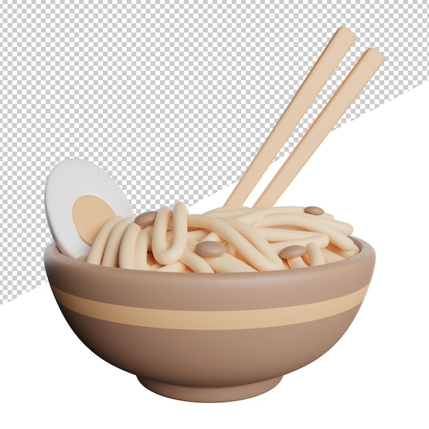 Noodles Ramen Fresh front view 3d rendering icon illustration on transparent background