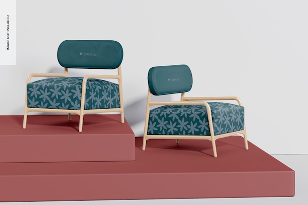 Nordic armchairs mockup, linke und rechte ansicht